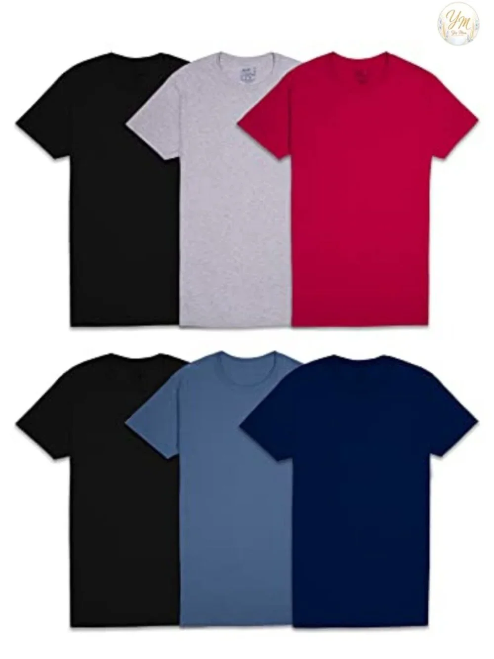 Men's 6-Pack Crew Neck Cotton Undershirts Moisture Wicking Tag Free